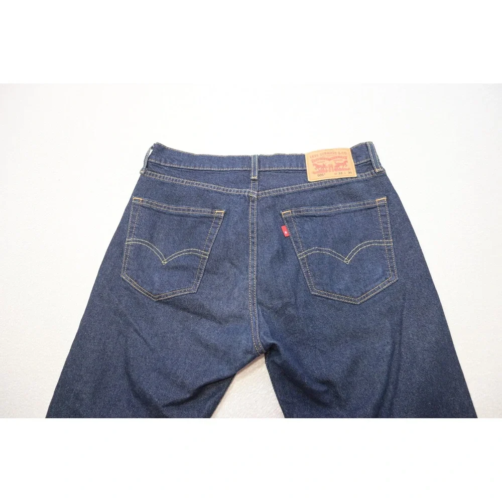 Levi's 505 Regular Fit Men 33x30 Dark Blue Straight Leg Stretch Jeans Excellent